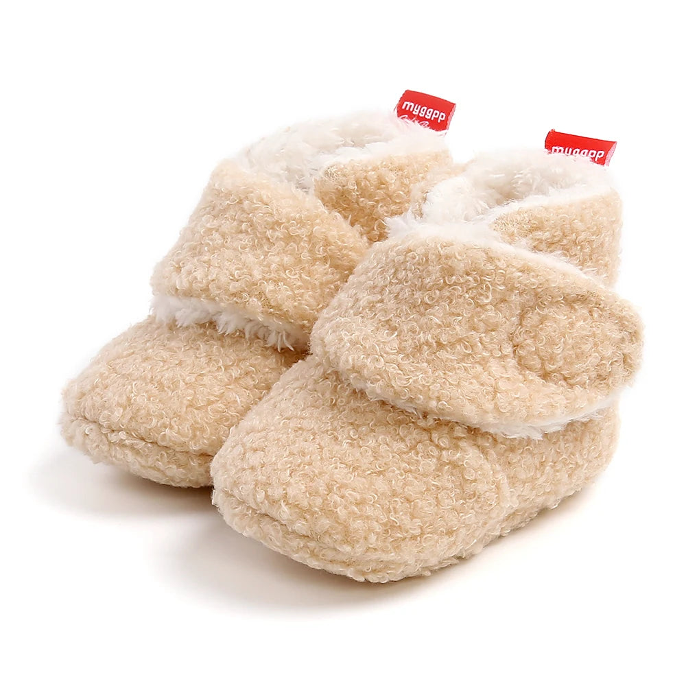Infant Cozy Fleece Booties – Winter Stay-On Non-Slip Crib Shoes for Baby Boys & Girls