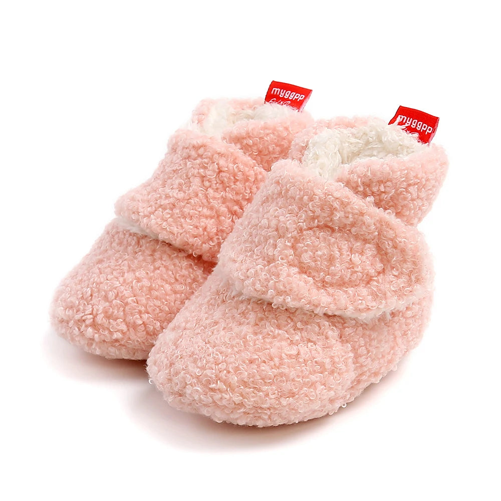 Infant Cozy Fleece Booties – Winter Stay-On Non-Slip Crib Shoes for Baby Boys & Girls