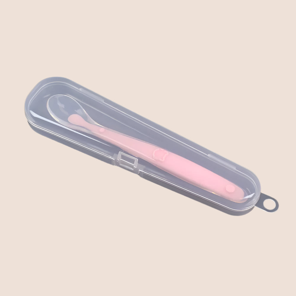 Baby Silicone Feeding Spoon – Soft Training Tableware with Storage Box