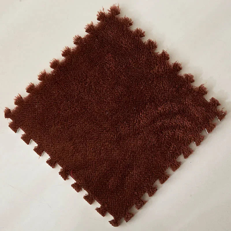 30x30cm Soft Plush Kids Puzzle Play Mat – Interlocking Warm Carpet Tiles for Home & Nursery Use
