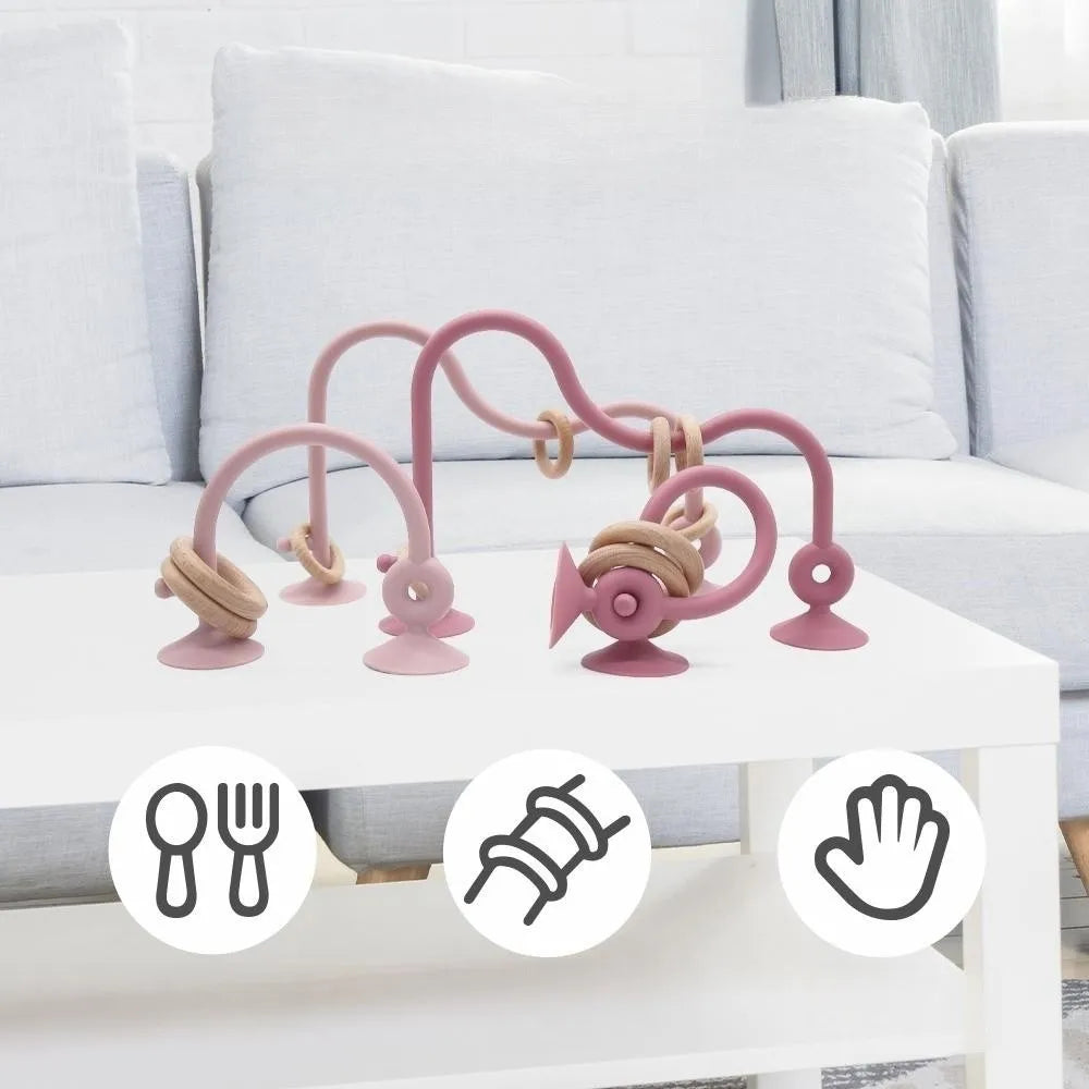 Soft Silicone & Wooden Ring Teether Toy for Babies – Safe Chewing & Newborn Photography Accessory