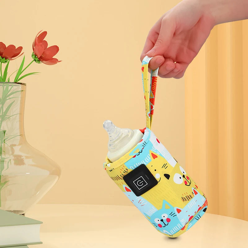 USB Baby Bottle Warmer – Portable PU Feeding Heater for Stroller & Travel Use