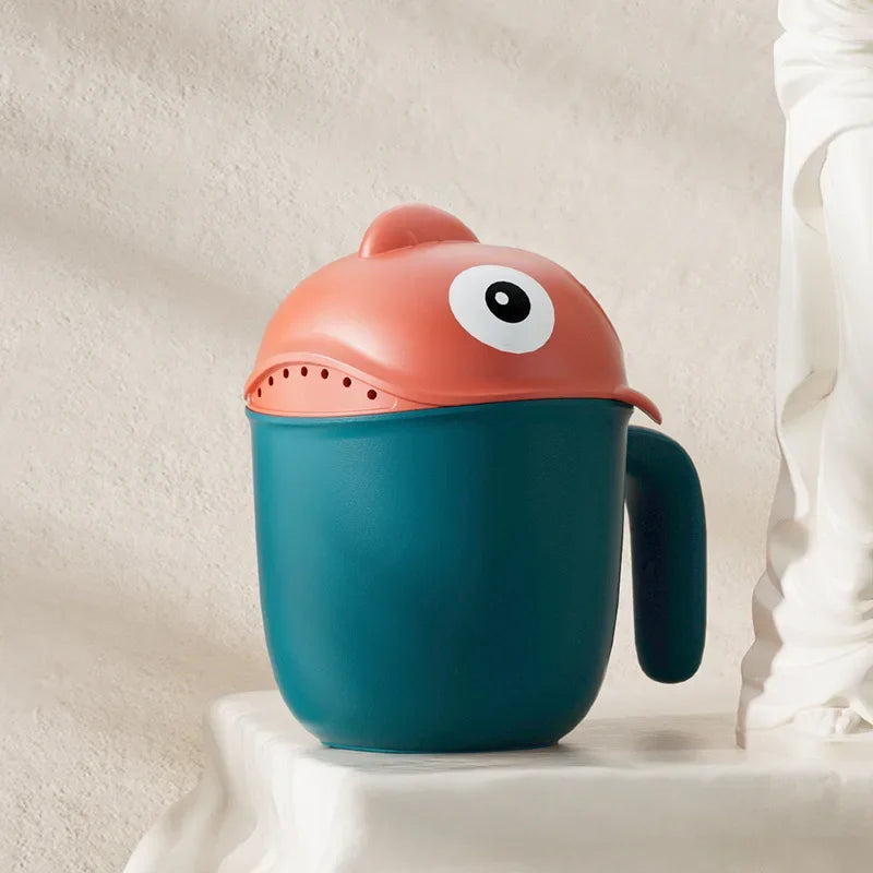 Cartoon Shark Baby Bath Rinse Cup – Fun Shower Head Washing Toy for 0–6 Years