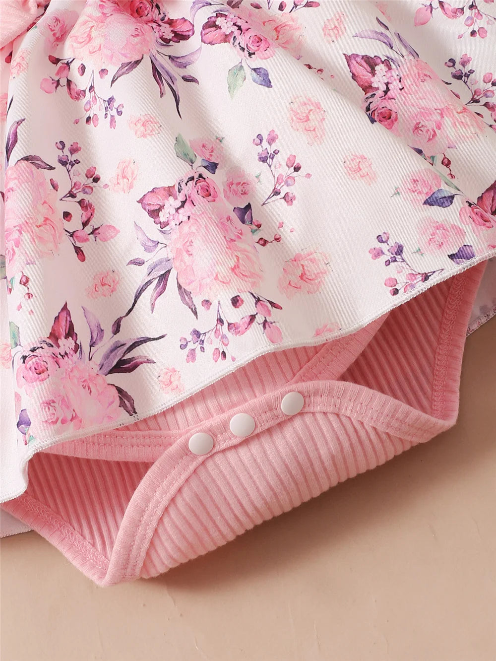 Baby Girl Floral Romper Dress Set – 2PCS Summer Outfit with Headband (0–18 Months)