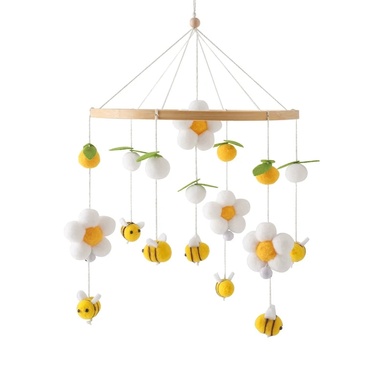 Wooden Crochet Star Baby Crib Mobile – Bed Bell Rattle Toy for Newborn Comfort and Sleep
