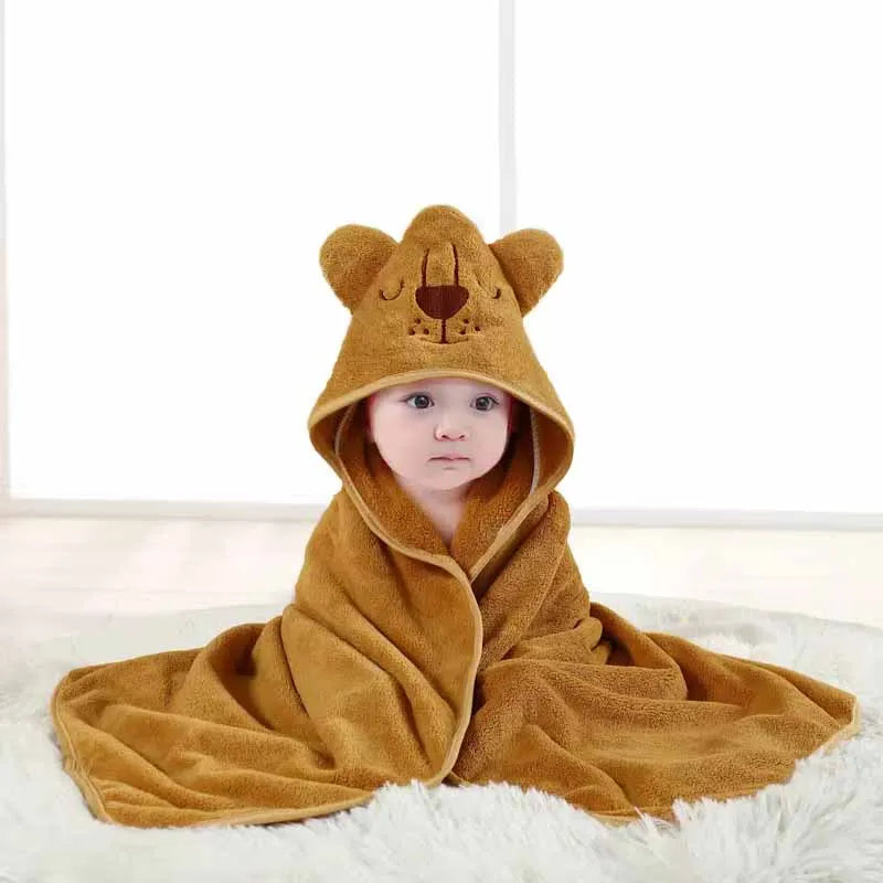 Hooded Baby Bath Towel – Soft Coral Velvet Swaddle Wrap for Newborns