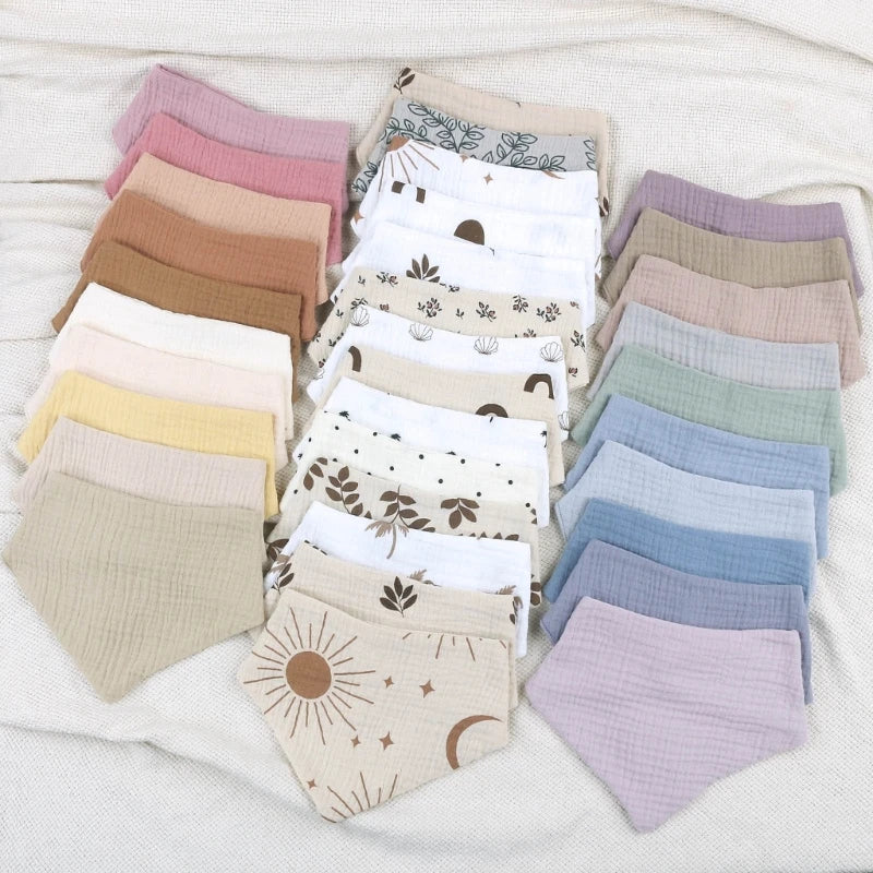 4PCS Soft Cotton Baby Bibs – Absorbent Muslin Snap Bib Set for Feeding, Drooling & Teething