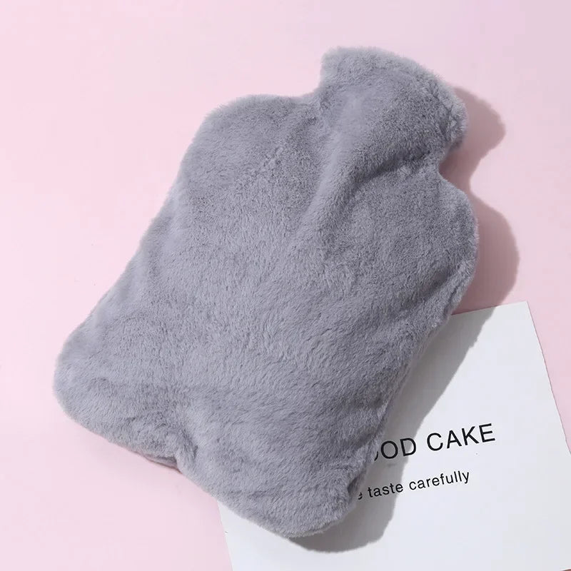 1L/2L Plush Hot Water Bottle with Foot and Belly Warmer Cover – Winter Heating Bag