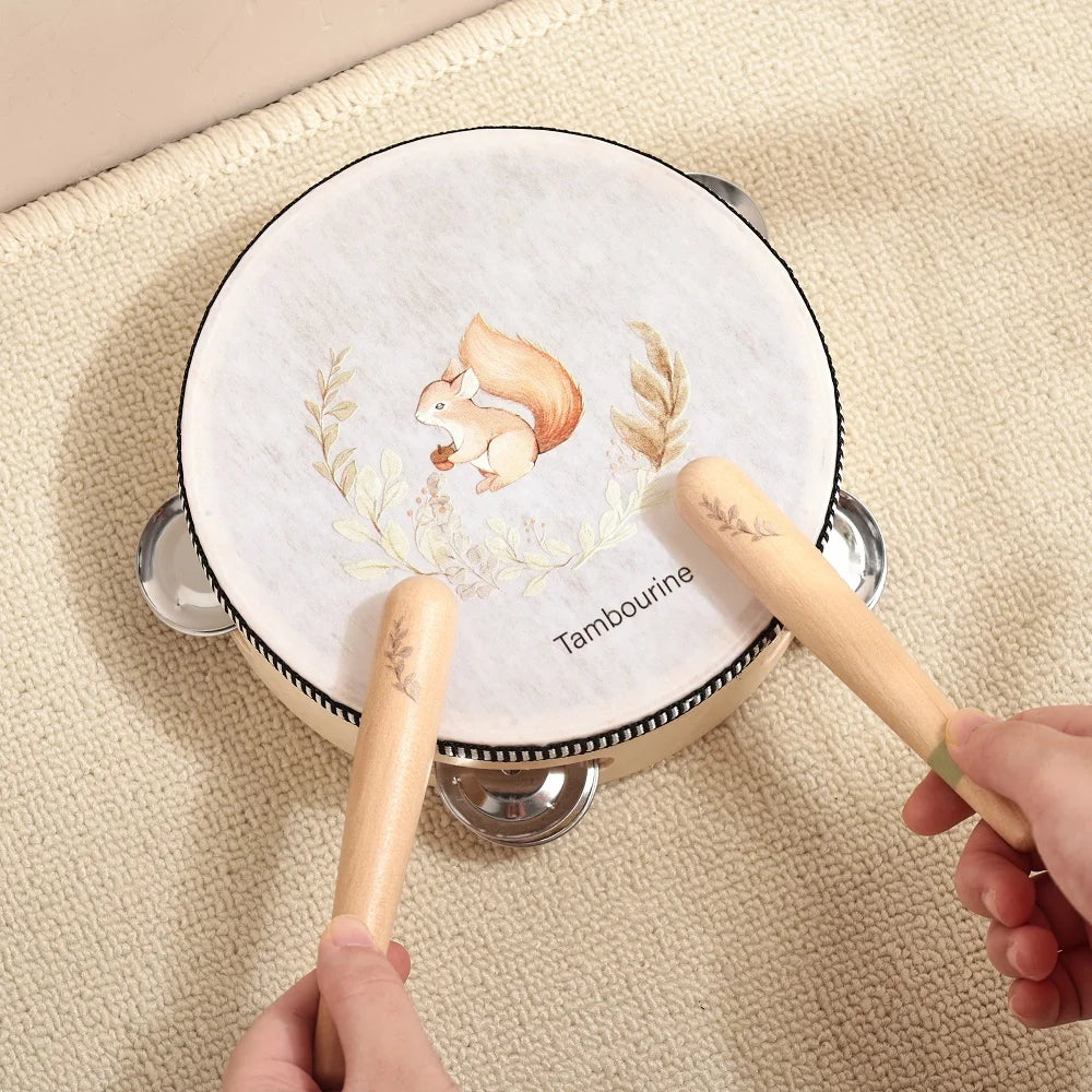 Montessori Musical Instruments Toy Set – Wooden Rattle, Drum, and Xylophone for Babies and Toddlers