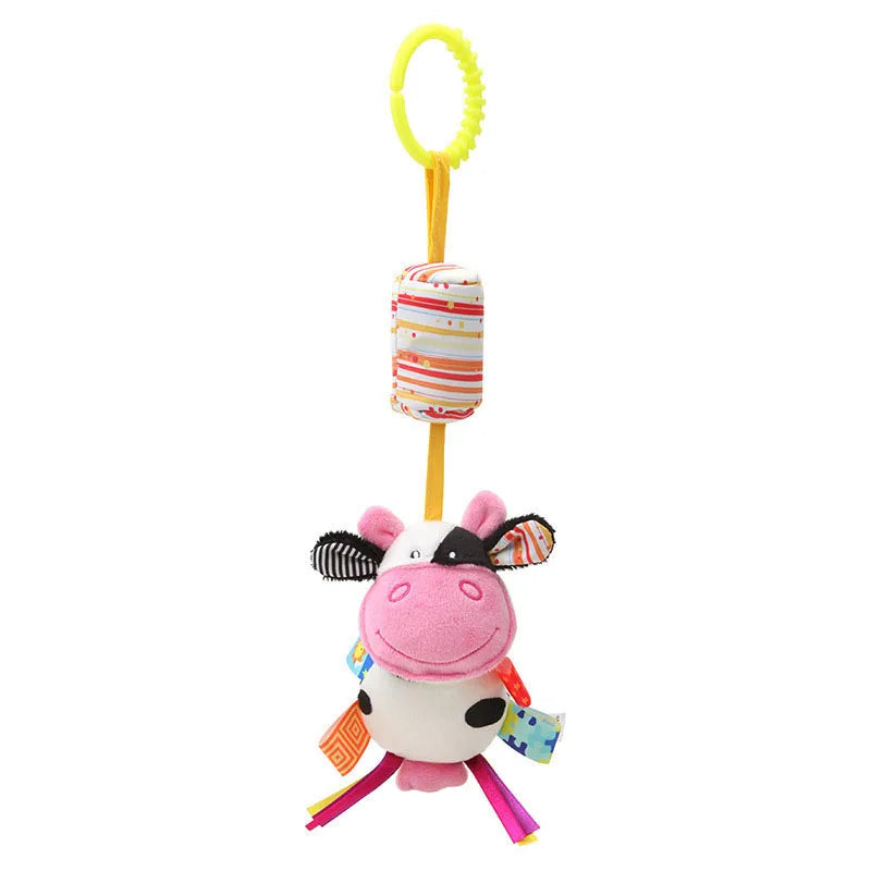 Soft Animal Handbells Rattle – Giraffe & Zebra Plush Toy with Teether for Infants