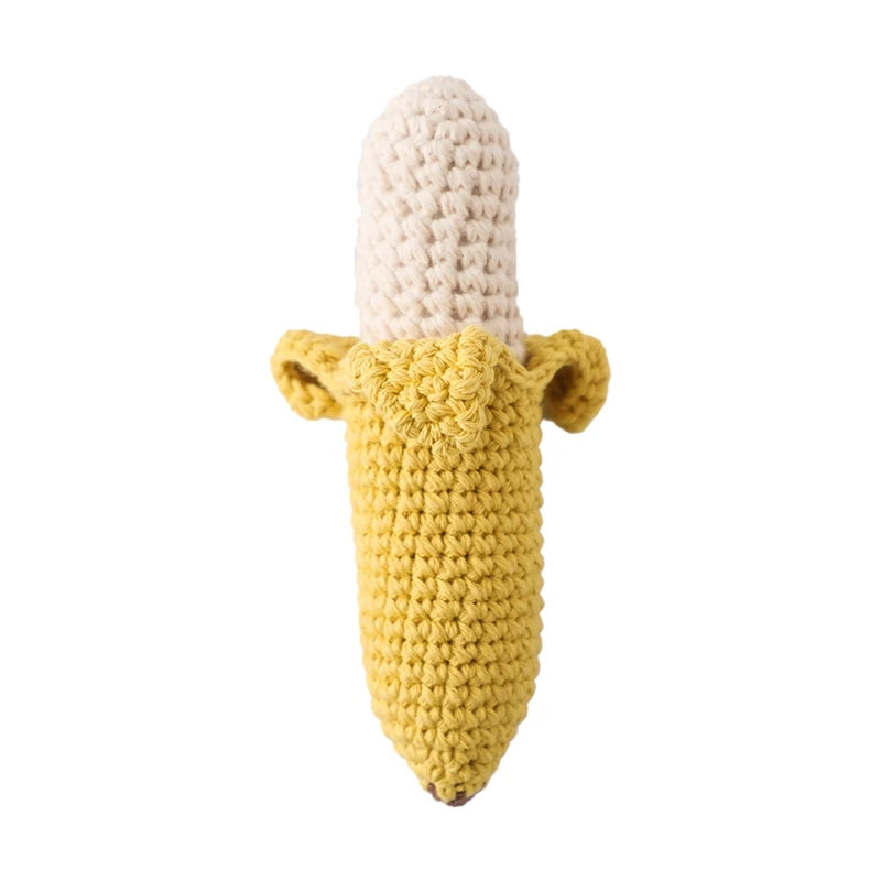 Baby Rattle – Crochet Animal Bear with Wooden Teether Ring | Soft Montessori Pram Toy for Newborns