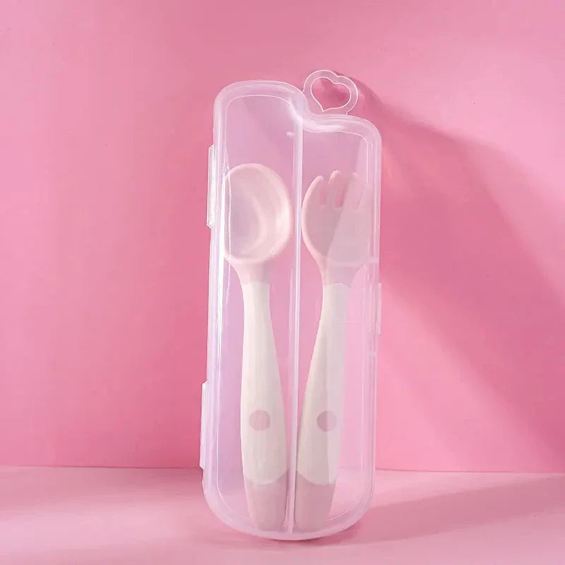 Bendable Twist Baby Fork and Spoon Set – Soft Silicone Tableware for Self-Feeding Training